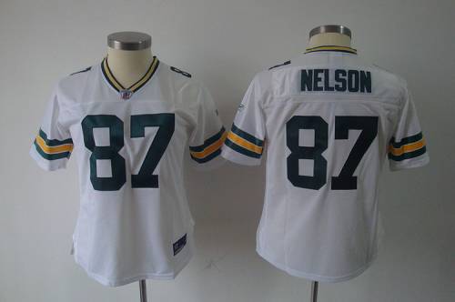 Packers #87 Jordy Nelson White Women's Team Stitched NFL Jersey - Click Image to Close